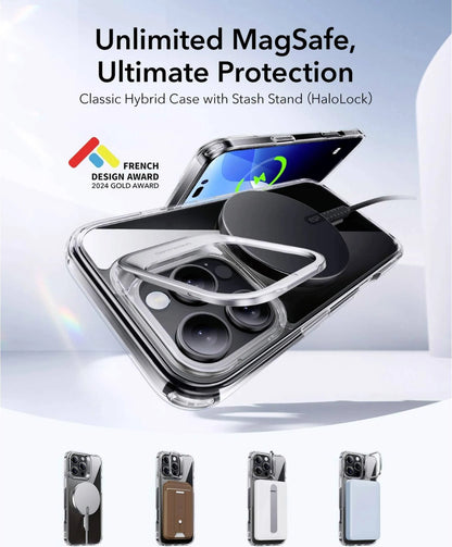 ESR iPhone 16 Pro Kılıf Halolock MagSafe Classic Hybrid Standlı Silikon - Şeffaf