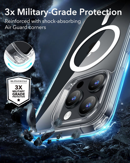 ESR Apple iPhone 16 Pro Kılıf + Ekran Koruyucu Set Halolock Magsafe Classic Hybrid Silikon - Şeffaf Siyah