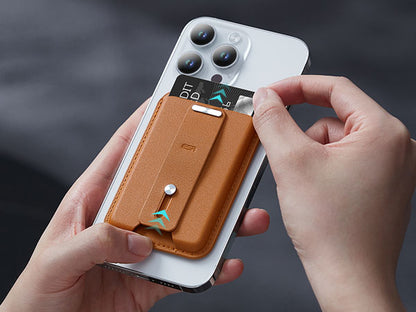 ESR HaloLock MagSafe Uyumlu Ayarlanabilir 3 Kartlık Yüzüklü Suni Deri Cüzdan - Caramel Brown (Karamel Kahve)