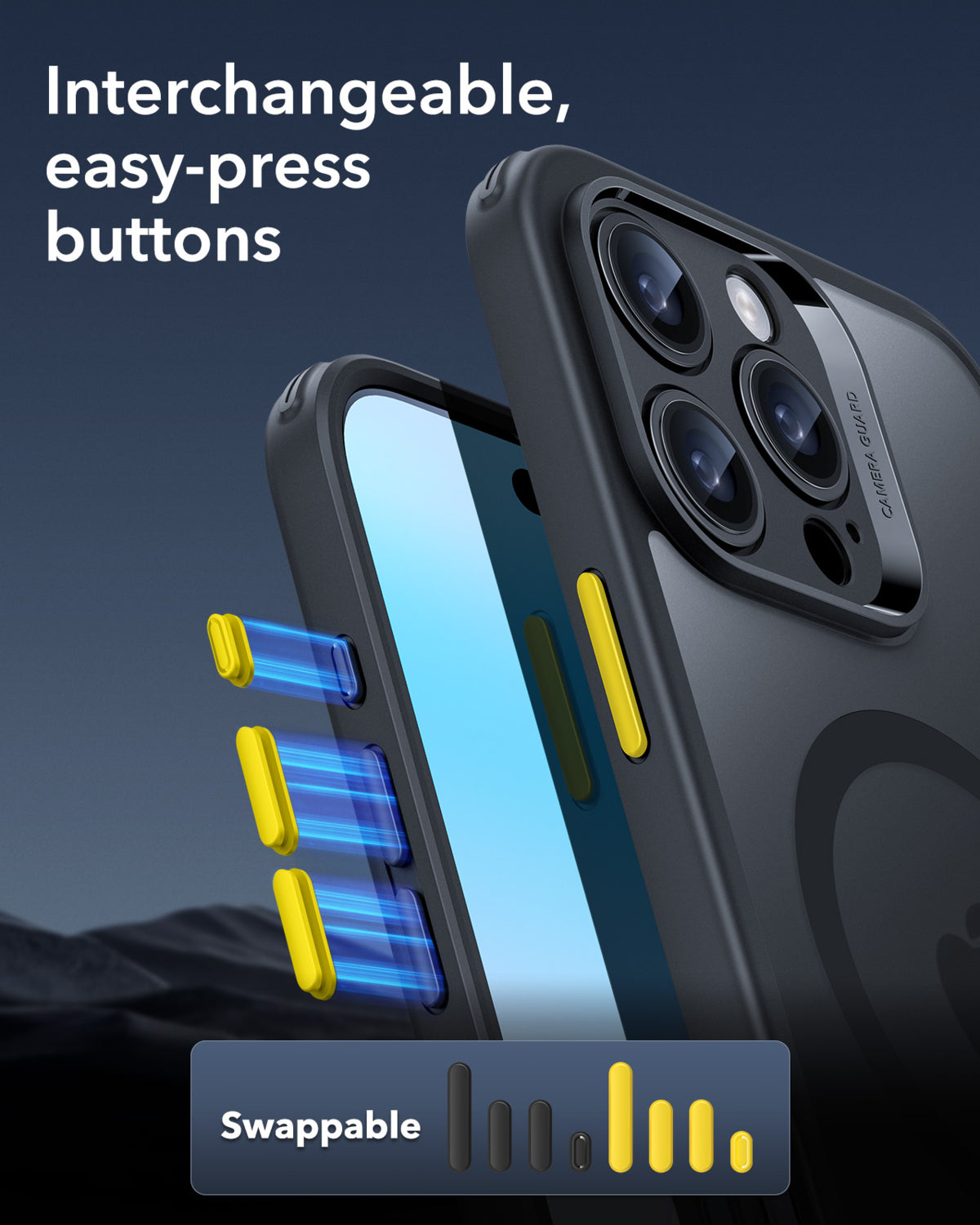 Esr Iphone 16 Pro Max Halolock Magsafe Hybrid Silikon Kılıf Buzlu Siyah + Ekran Koruyucu Set