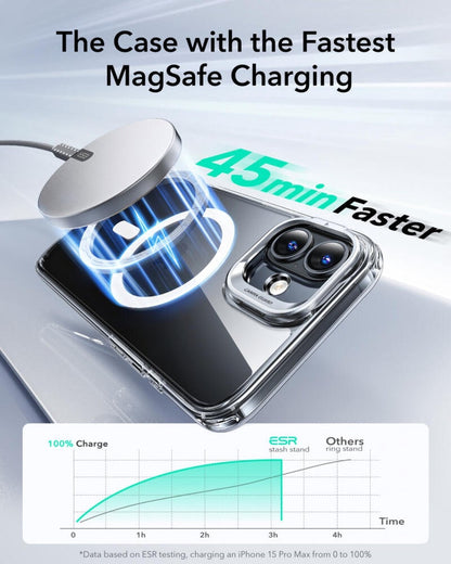 ESR iPhone 16 Kılıf Halolock MagSafe Classic Hybrid Standlı Silikon - Şeffaf