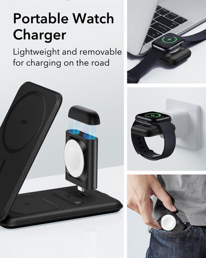ESR 3 in 1 Şarj Standı MagSafe – Iphone + Apple Watch + AirPods (Çanta Dahil)