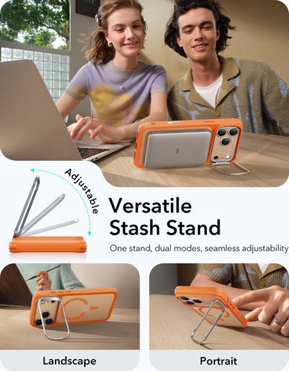 ESR iPhone 17-18 Pro Classic Hybrid Magsafe standlı kılıf, kamera ve kontrol butonlarıyla şık ve koruyucu tasarım