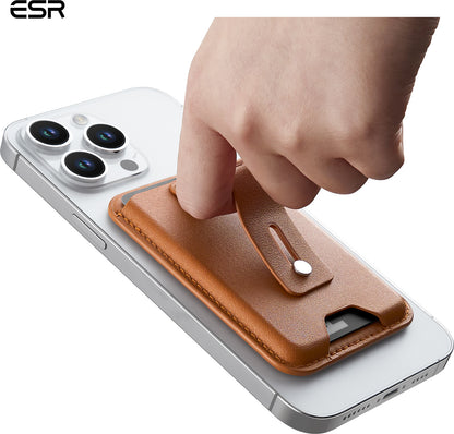 ESR HaloLock MagSafe Uyumlu Ayarlanabilir 3 Kartlık Yüzüklü Suni Deri Cüzdan - Caramel Brown (Karamel Kahve)