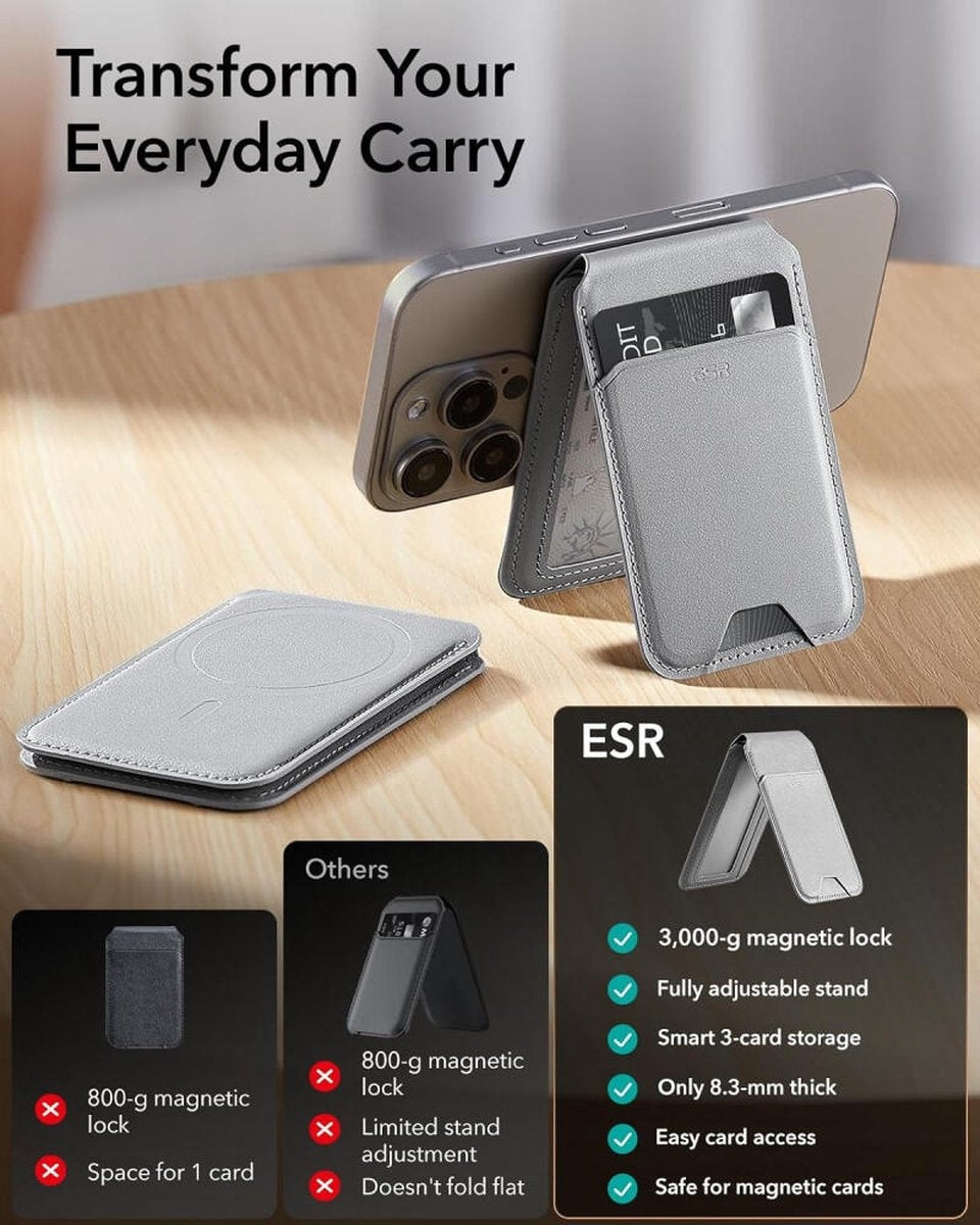 ESR iPhone Standlı Cüzdan Halolock MagSafe – Gri