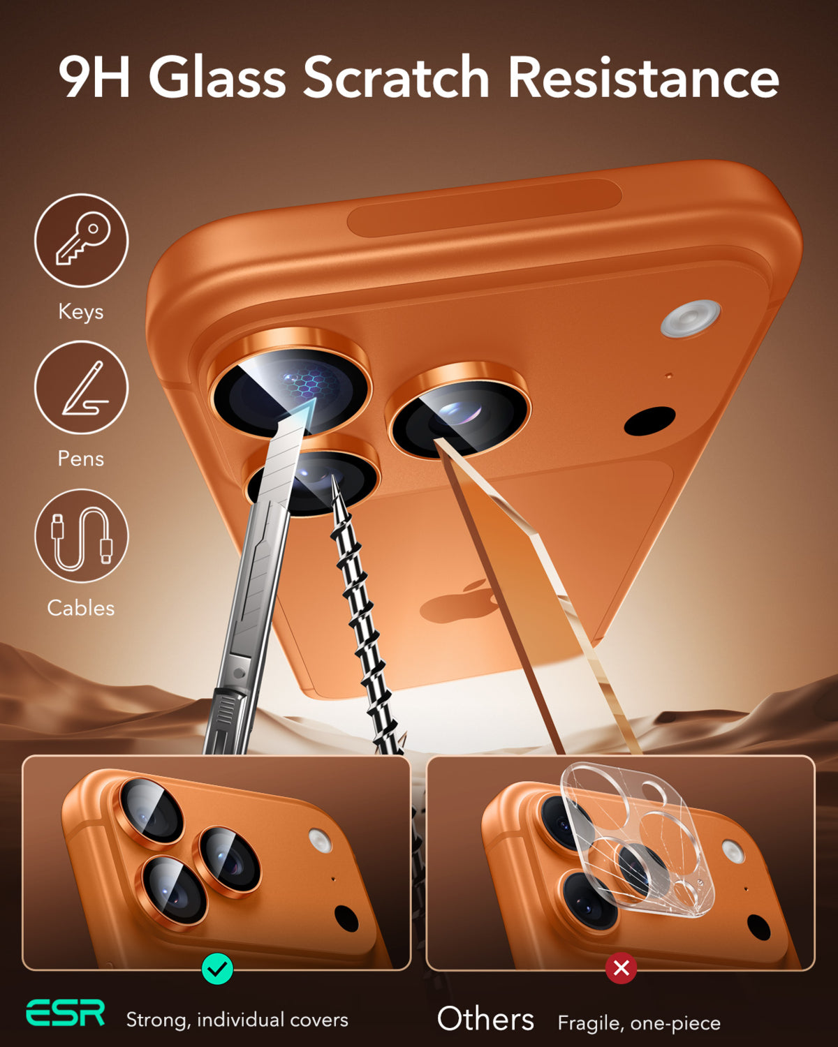 Esr iPhone 17 Pro - 18 Pro Cloud Soft Kılıf + Kamera Lens Koruyucu Seti - Turuncu
