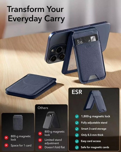 ESR iPhone Standlı Cüzdan 3 Kartlık Halolock MagSafe – Lacivert