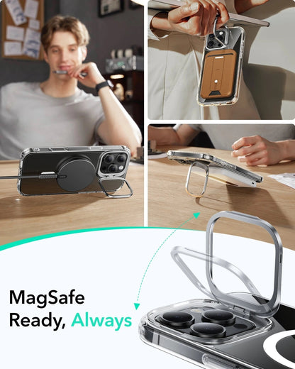 ESR Apple iPhone 16 Pro Max Kılıf + Ekran Koruyucu Set Halolock Magsafe Classic Hybrid Stantlı Silikon - Buzlu Siyah