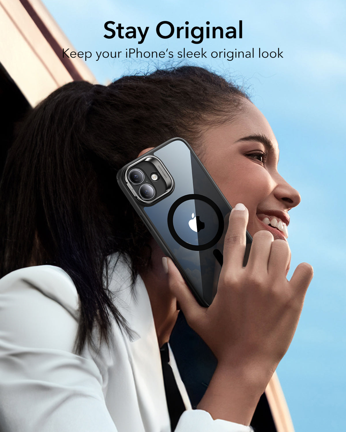 Esr Iphone 16 Plus Halolock Mag Safe Classic Hybrid Stantlı Silikon Kılıf Şeffaf Siyah