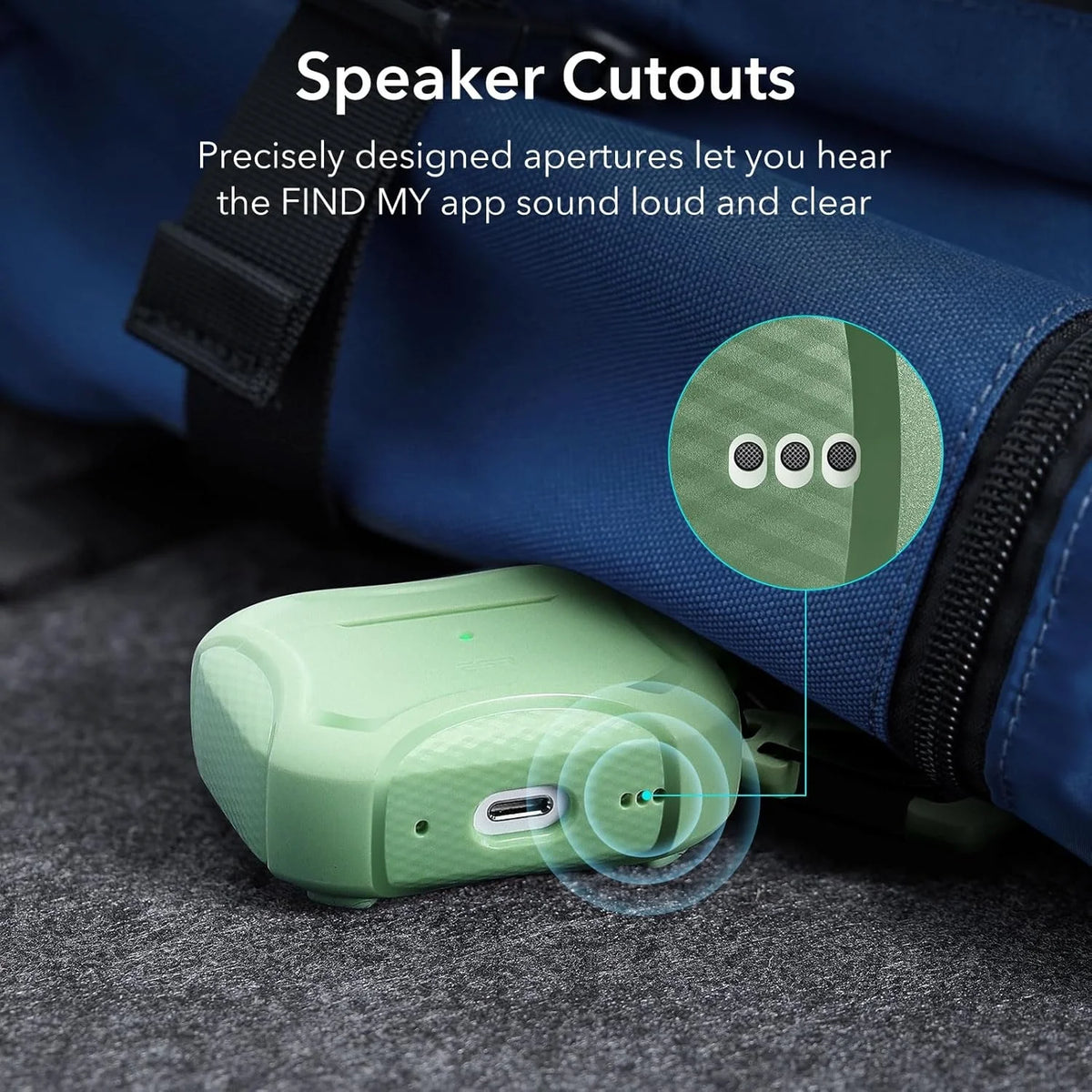 ESR AirPods Pro ve Pro 2 için yeşil Cyber Armor Tough HaloLock MagSafe Bluetooth kulaklık kılıfı, dayanıklı ve şık tasarım.