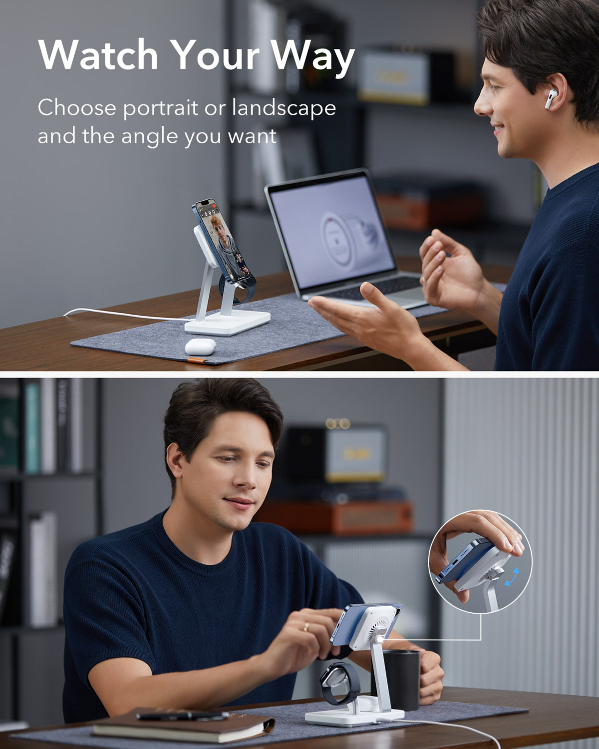 ESR 5 In 1 65W Şarj Standı iPhone + Airpods + Apple Watch + Type-C + Usb-A Magsafe Halolock -  Beyaz