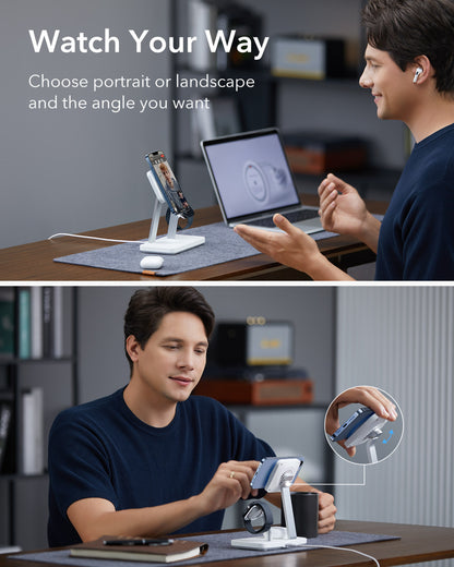 ESR 5 In 1 65W Şarj Standı iPhone + Airpods + Apple Watch + Type-C + Usb-A Magsafe Halolock -  Beyaz
