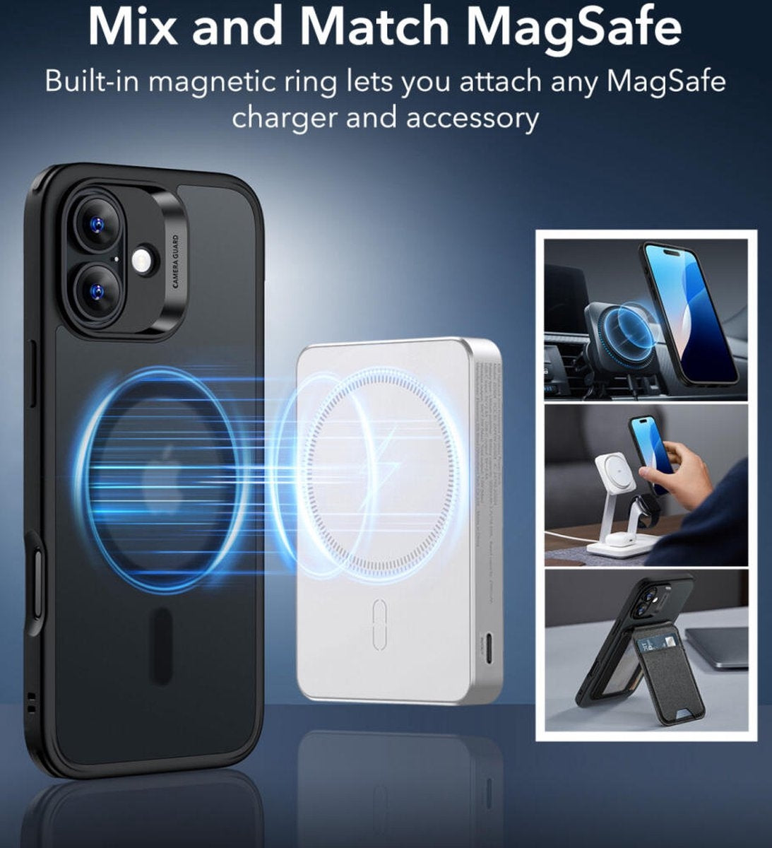 ESR iPhone 16 Kılıf Halolock Magsafe Classic Hybrid Silikon - Buzlu Siyah