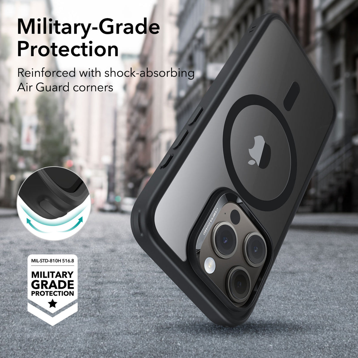 Esr Iphone 15 Pro Halolock Mag Safe Hybrid Silikon Kılıf Şeffaf Siyah