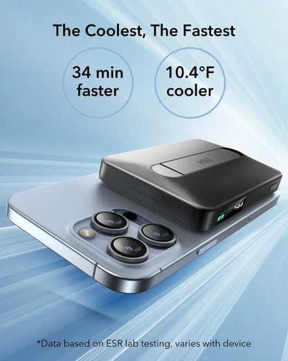 Esr 10000 Mah Taşınabilir Şarj Cihazı Halolock Qi2 Kickstand Magsafe Dijital Göstergeli Standlı Powerbank - Beyaz
