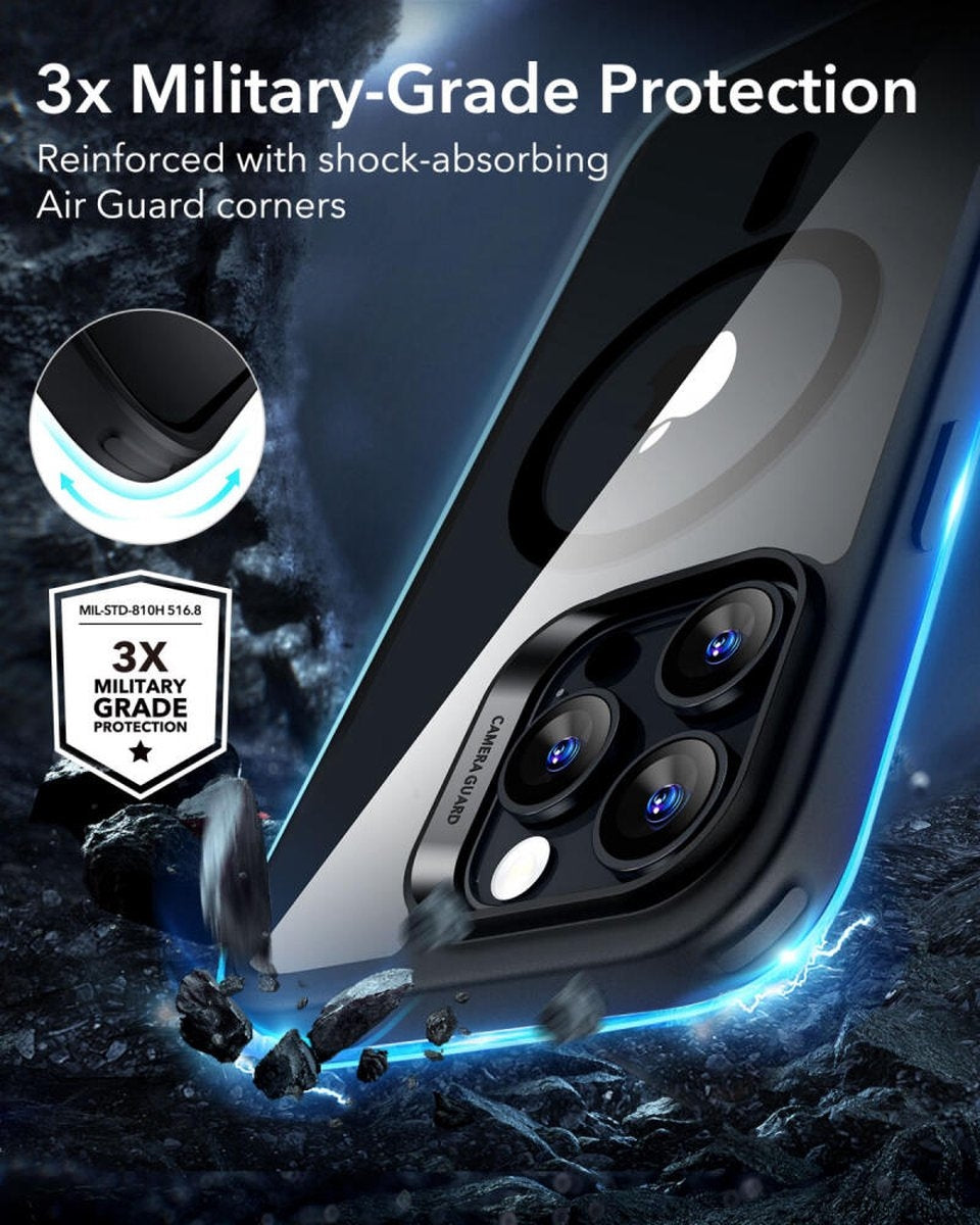 ESR iPhone 16 Pro Uyumlu Halolock Magsafe Classic Hybrid Silikon Kılıf Şeffaf Siyah