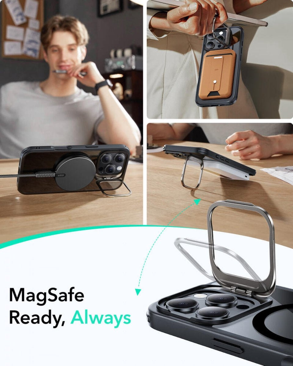 ESR iPhone 16 Pro Max Kılıf HaloLock MagSafe Classic Hybrid Standlı Silikon – Siyah