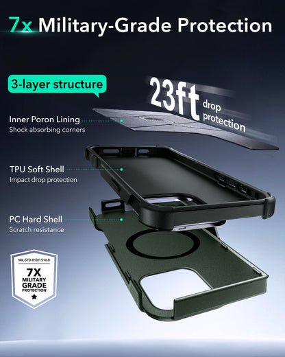 Esr iPhone 16 Pro Max Cyber Tough Halolock Magsafe Stantlı Silikon Kılıf Green