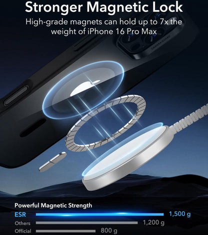 ESR iPhone 16 Pro Max Uyumlu Halolock Magsafe Classic Hybrid Silikon Kılıf Şeffaf Siyah