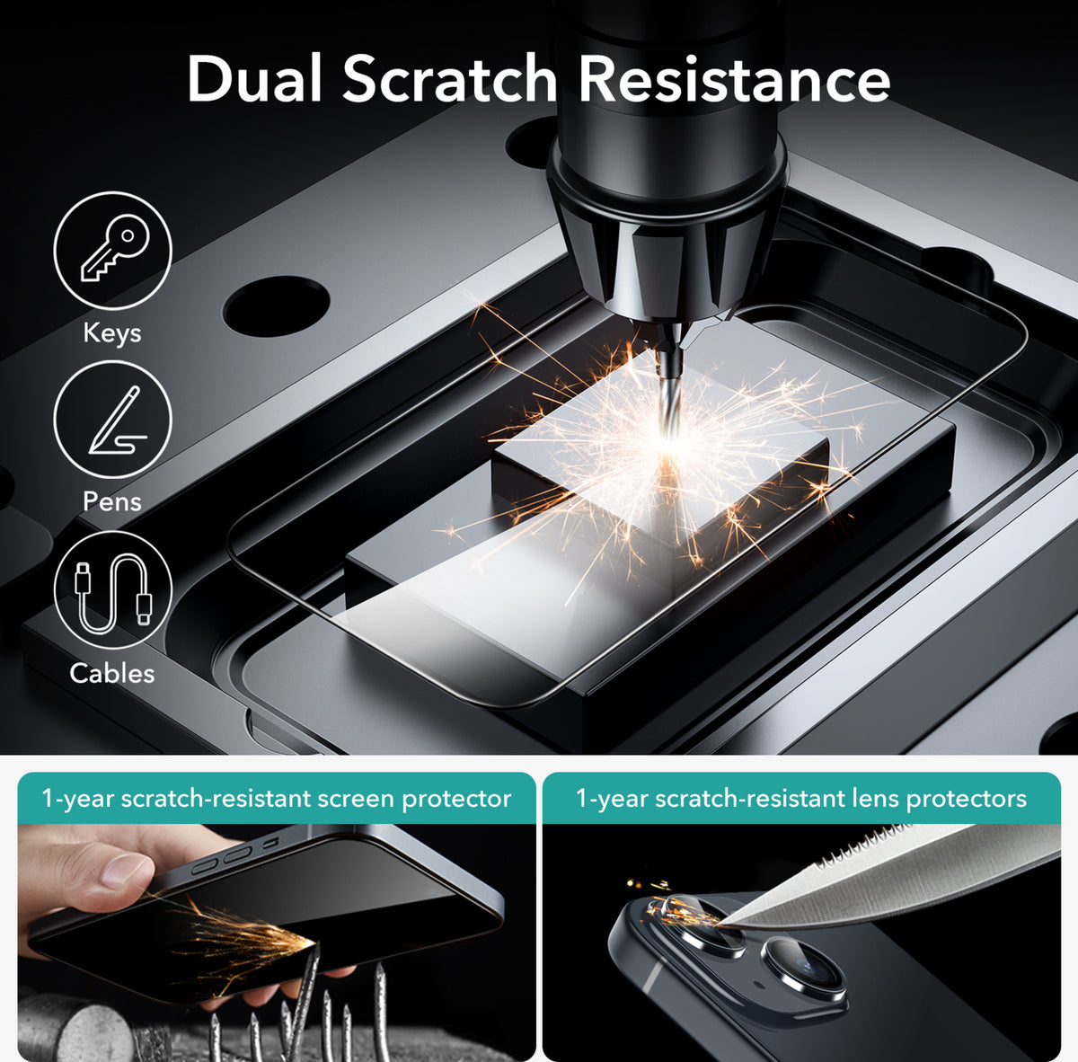 Esr Iphone 15 Anti-Static Temperli Full Cam Ekran Koruyucu 2 Adet