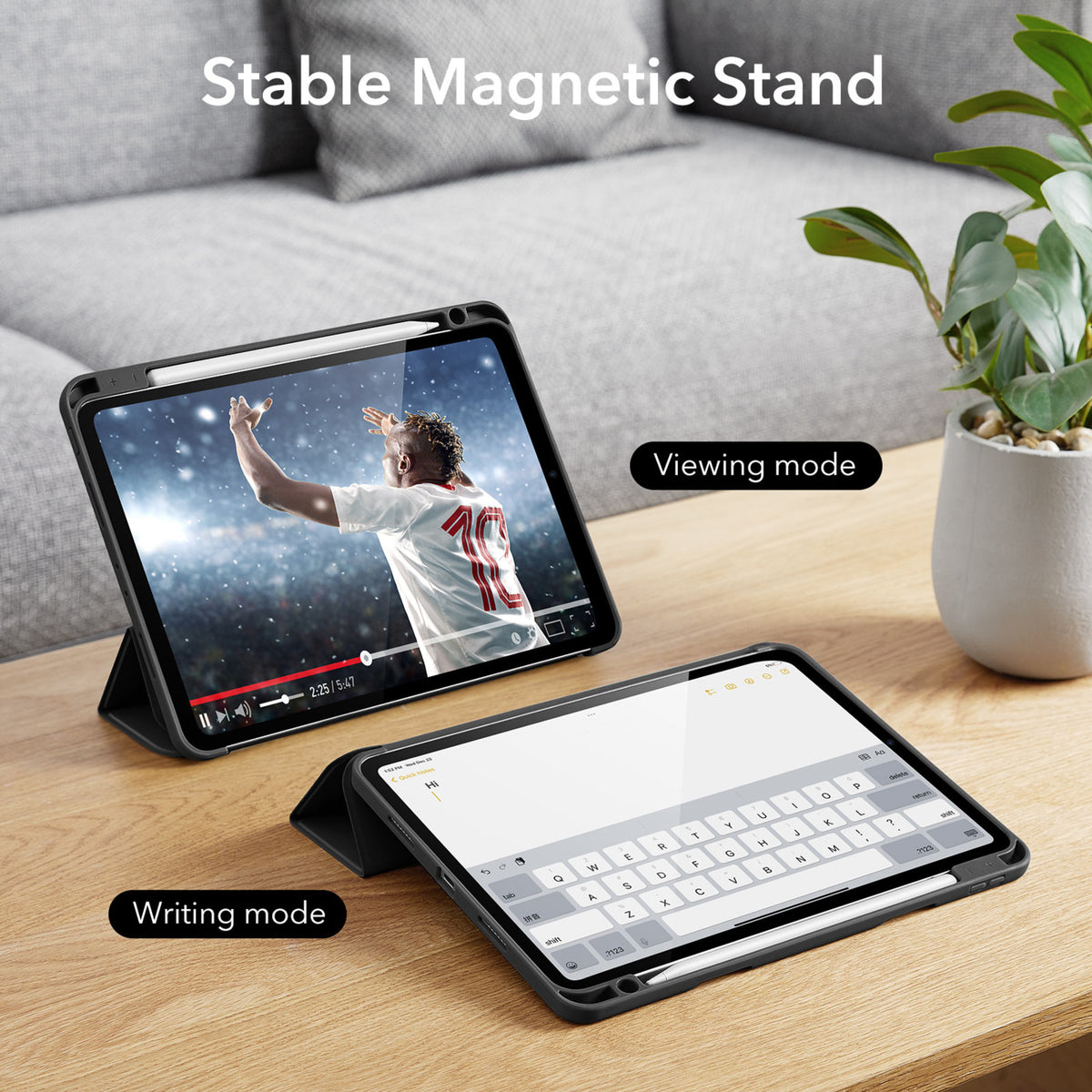 Esr iPad Pro 11" (2018–2025) Uyumlu Rebound Yumuşak Kapaklı, Kalem Tutuculu Üç Katlı Kılıf