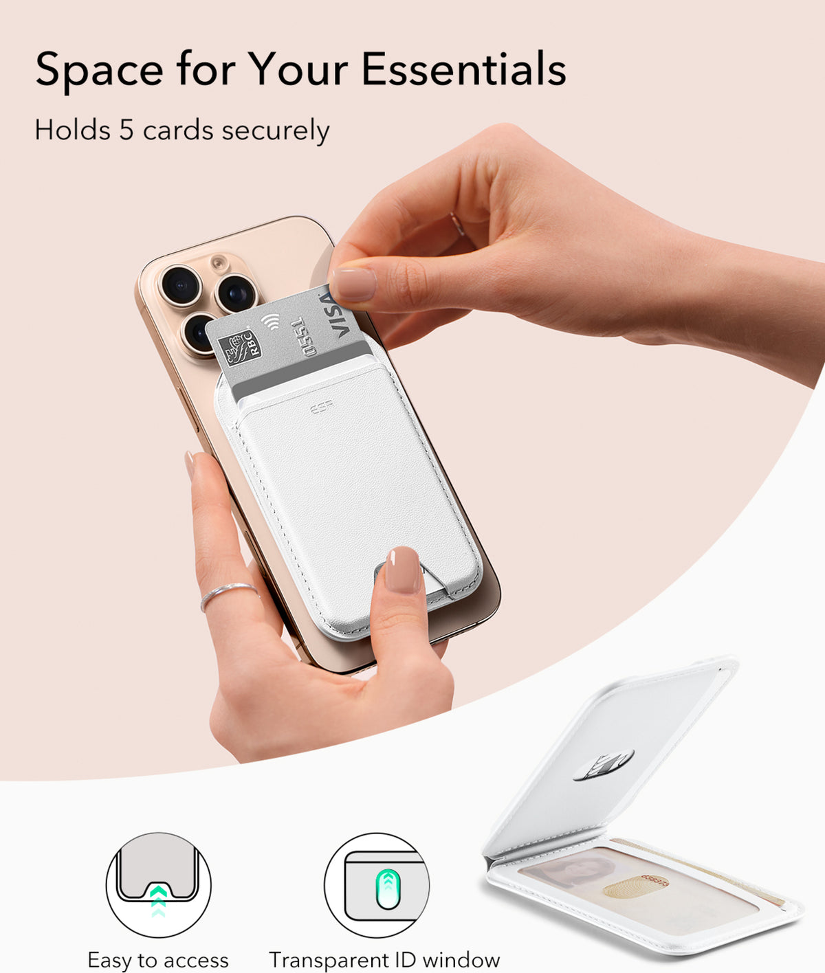 ESR Halolock Magsafe Wallet Cüzdan Beyaz Vegan Deri