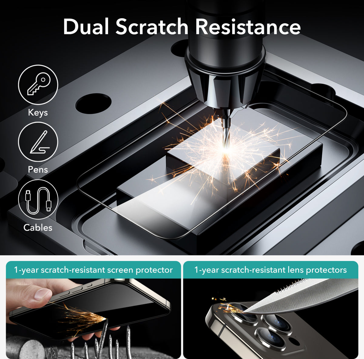 Esr Iphone 15 Pro Anti-Static Temperli Full Cam Ekran Koruyucu 2 Adet