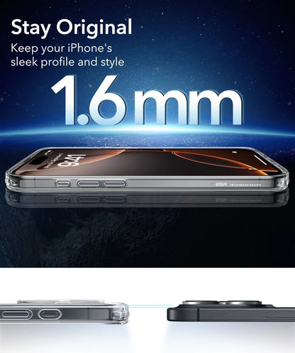 ESR Apple iPhone 16 Pro Kılıf + Ekran Koruyucu Set Halolock Magsafe Classic Hybrid Silikon - Şeffaf Siyah