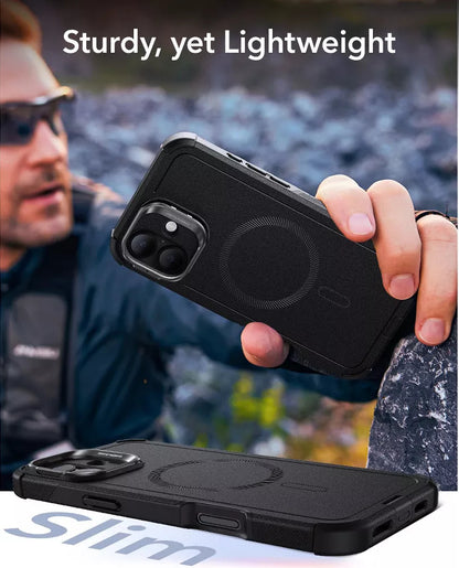 ESR iPhone 16 Kılıf Cyber Tough HaloLock MagSafe Standlı Silikon - Siyah