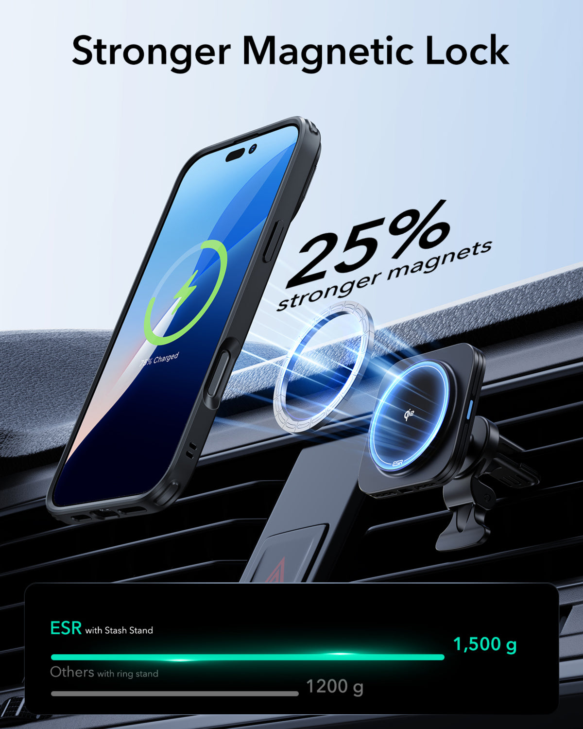 Esr Iphone 16 Plus Halolock Mag Safe Classic Hybrid Stantlı Silikon Kılıf Şeffaf Siyah