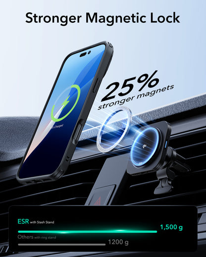 Esr Iphone 16 Plus Halolock Mag Safe Classic Hybrid Stantlı Silikon Kılıf Şeffaf Siyah