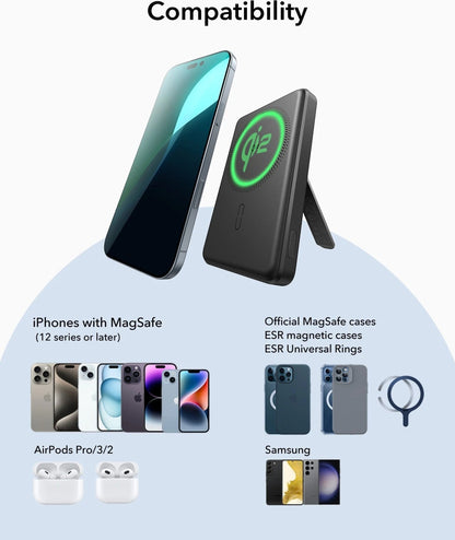Esr 5000 Mah Taşınabilir Şarj Cihazı Halolock Qi2 Magsafe Standlı Powerbank - Beyaz