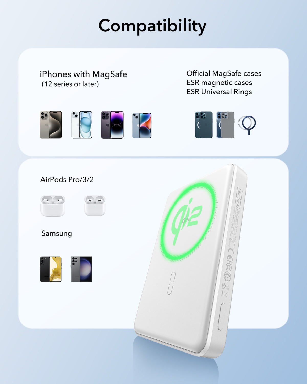 Esr Halolock Qi2 10.000 Mah Magsafe Digital Powerbank Beyaz