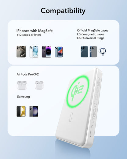 Esr Halolock Qi2 10.000 Mah Magsafe Digital Powerbank Beyaz