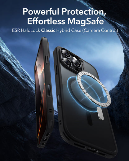 Esr iPhone 16 Pro Max Halolock Magsafe Classic Hybrid Silikon Kılıf - Kamera Kontrol Butonu Buzlu Siyah