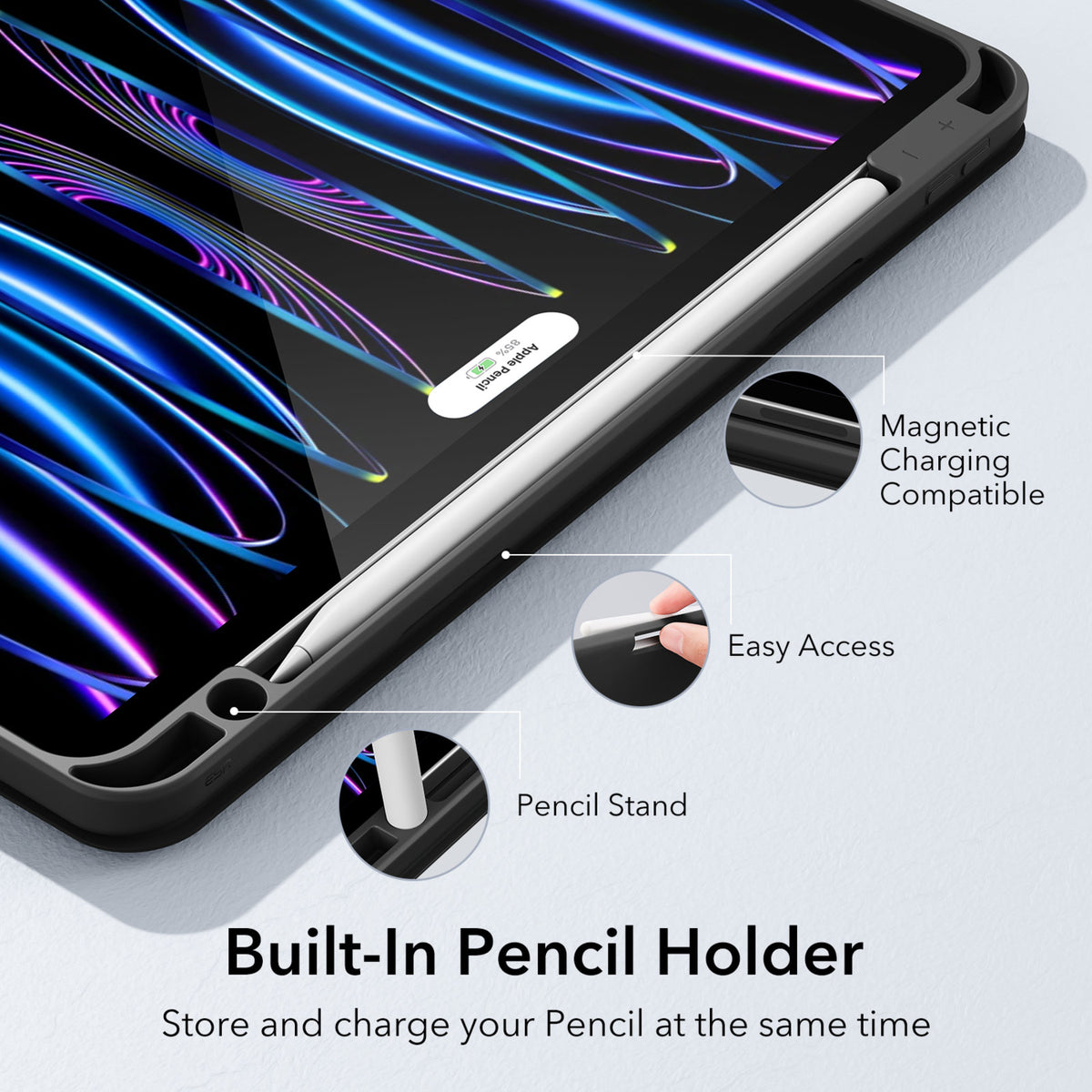 Esr iPad Pro 11" (2018–2025) Uyumlu Rebound Yumuşak Kapaklı, Kalem Tutuculu Üç Katlı Kılıf