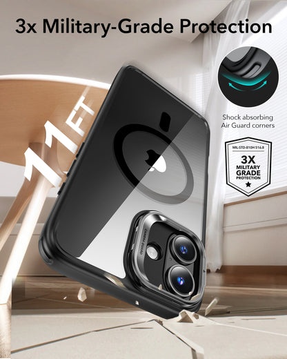 Esr Iphone 16 Plus Halolock Mag Safe Classic Hybrid Stantlı Silikon Kılıf Şeffaf Siyah