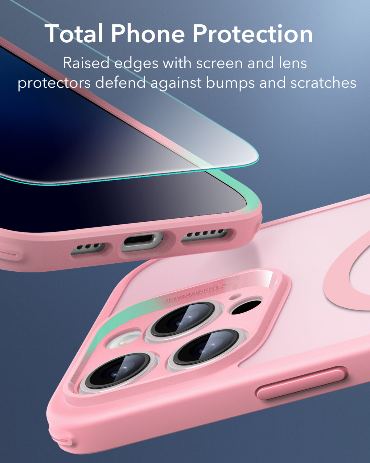 Esr Iphone 16 Pro Max Halolock Magsafe Hybrid Silikon Kılıf Buzlu Pembe + Ekran Koruyucu Set