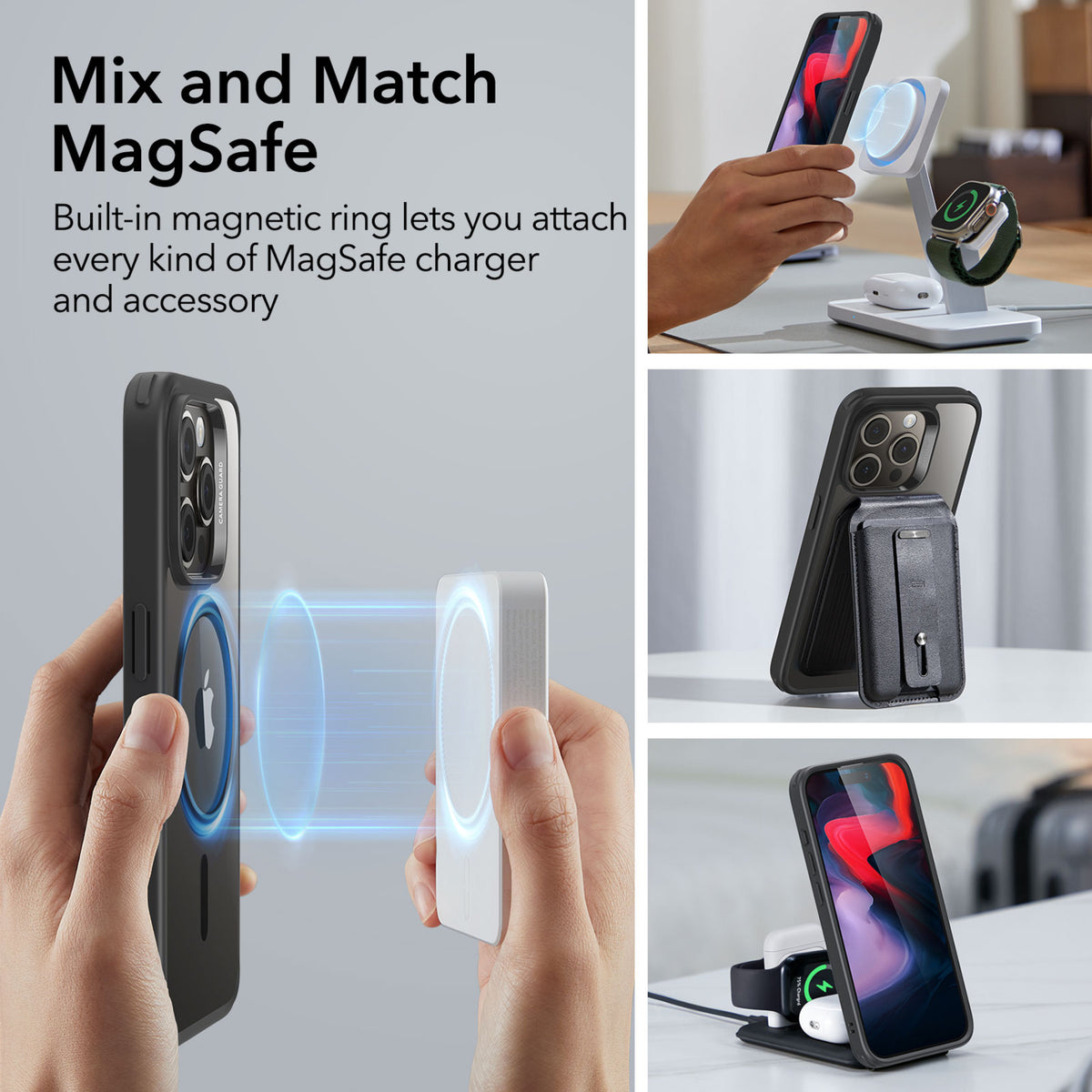 Esr Iphone 15 Pro Halolock Mag Safe Hybrid Silikon Kılıf Şeffaf Siyah