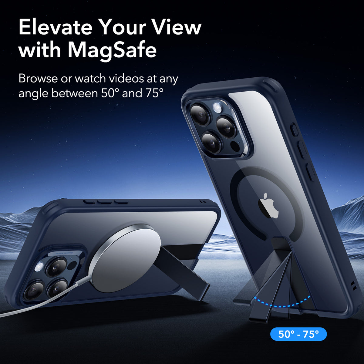 Esr Iphone 15 Pro Max Halolock Magsafe Boost Flick Standlı Kılıf Dark Blue