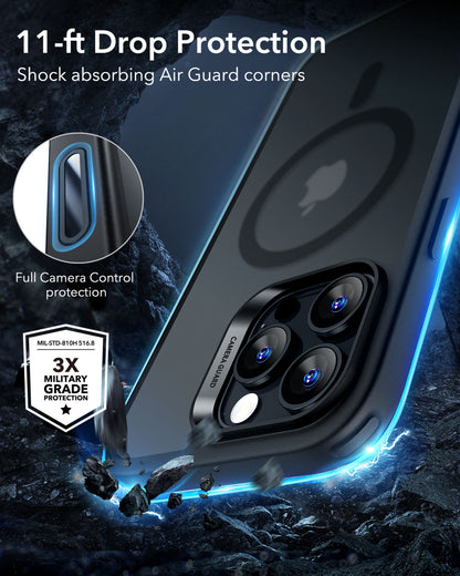 Esr iPhone 16 Pro Max Halolock Magsafe Classic Hybrid Silikon Kılıf - Kamera Kontrol Butonu Buzlu Siyah
