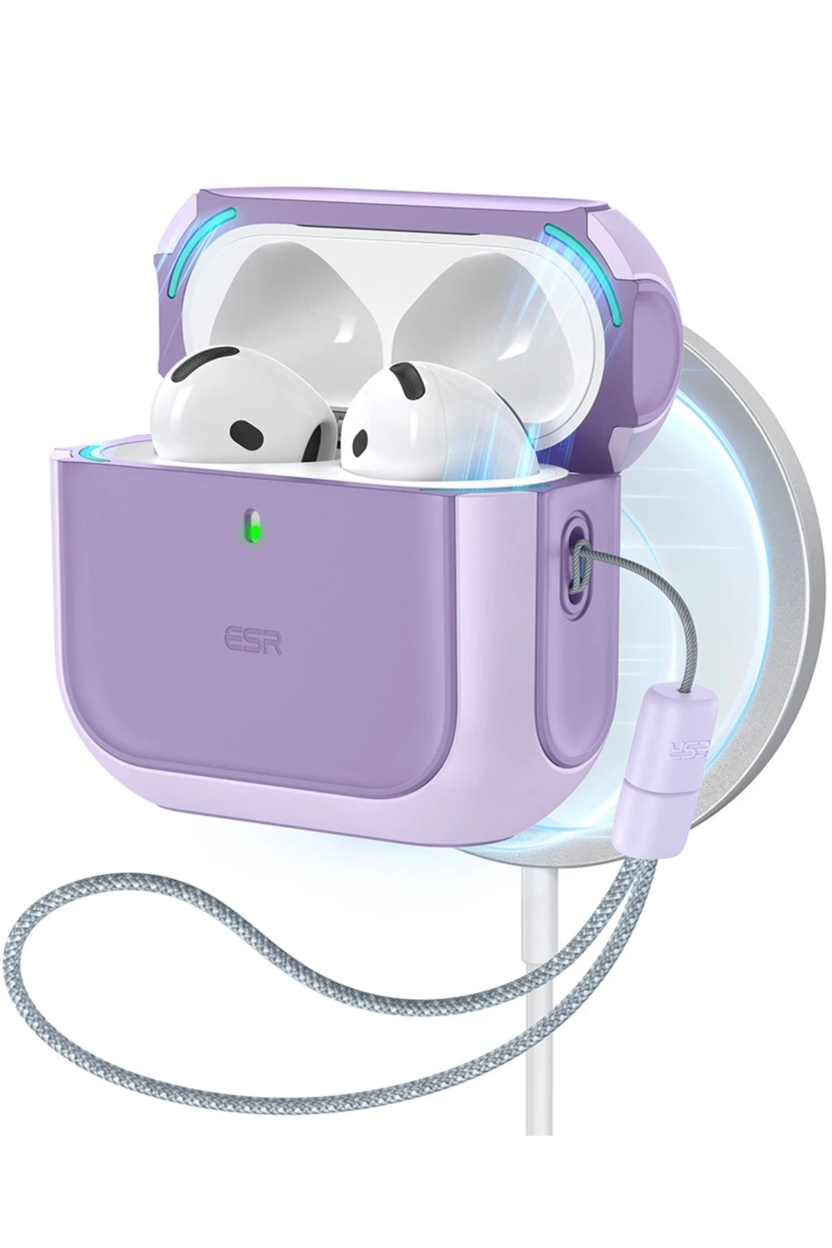 ESR Apple Airpods 4 (4.nesil) Orbit Hybrid Magsafe Şarj Destekli Kılıf - Lila