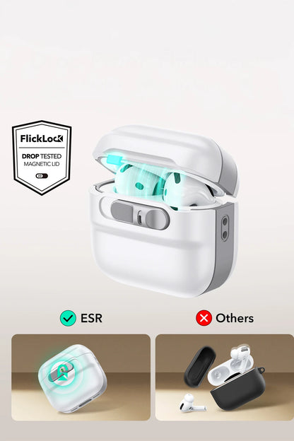ESR Apple Airpods 4 (4.nesil) Pulse FlickLock Magsafe Şarj Destekli Kilitli Kılıf - Beyaz