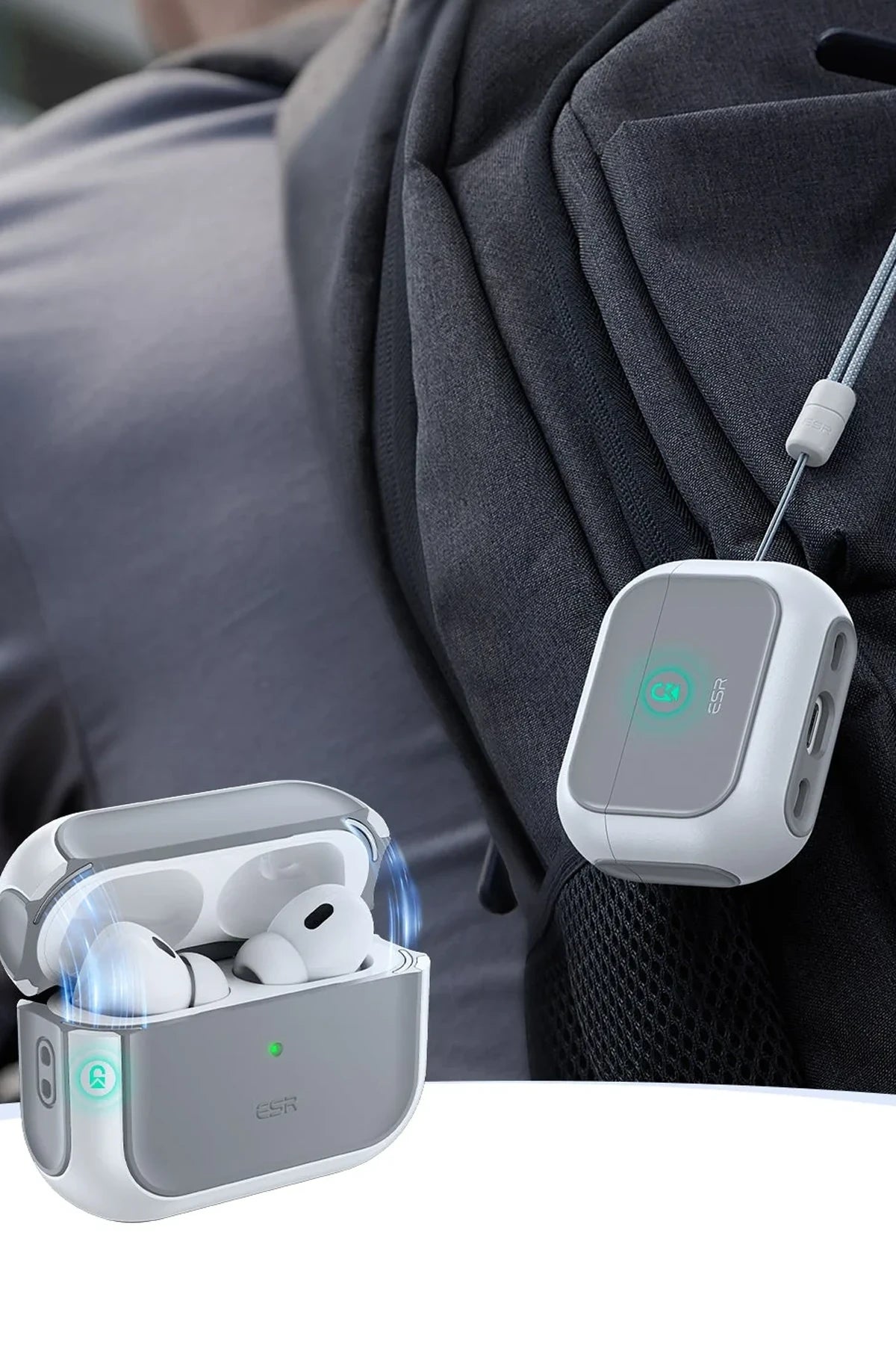 ESR Apple Airpods Pro 2 (2.Nesil) Orbit Hybrid Magsafe Şarj Destekli Kılıf - Beyaz