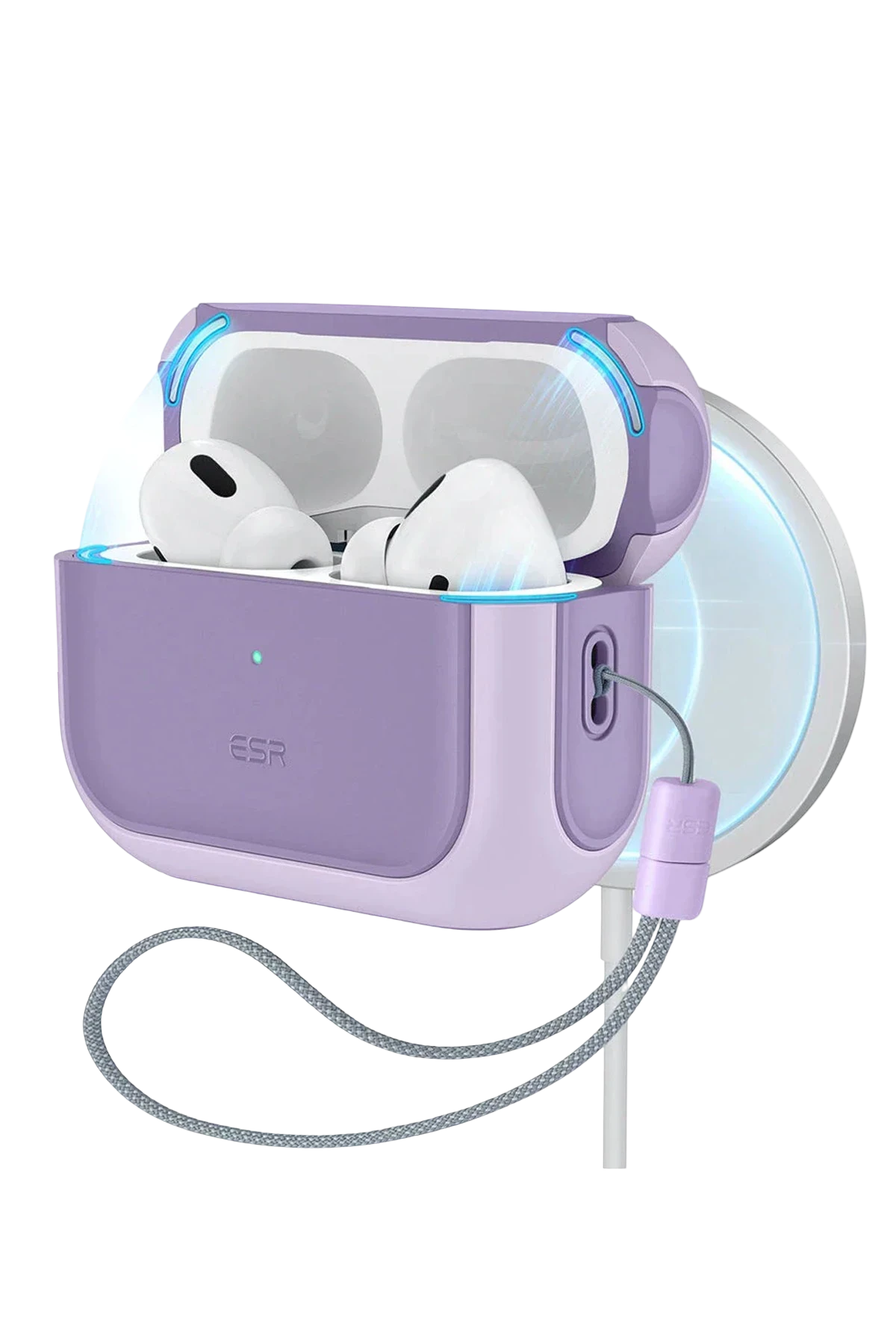 ESR Apple Airpods Pro 2 (2.Nesil) Orbit Hybrid Magsafe Şarj Destekli Kılıf - Lila