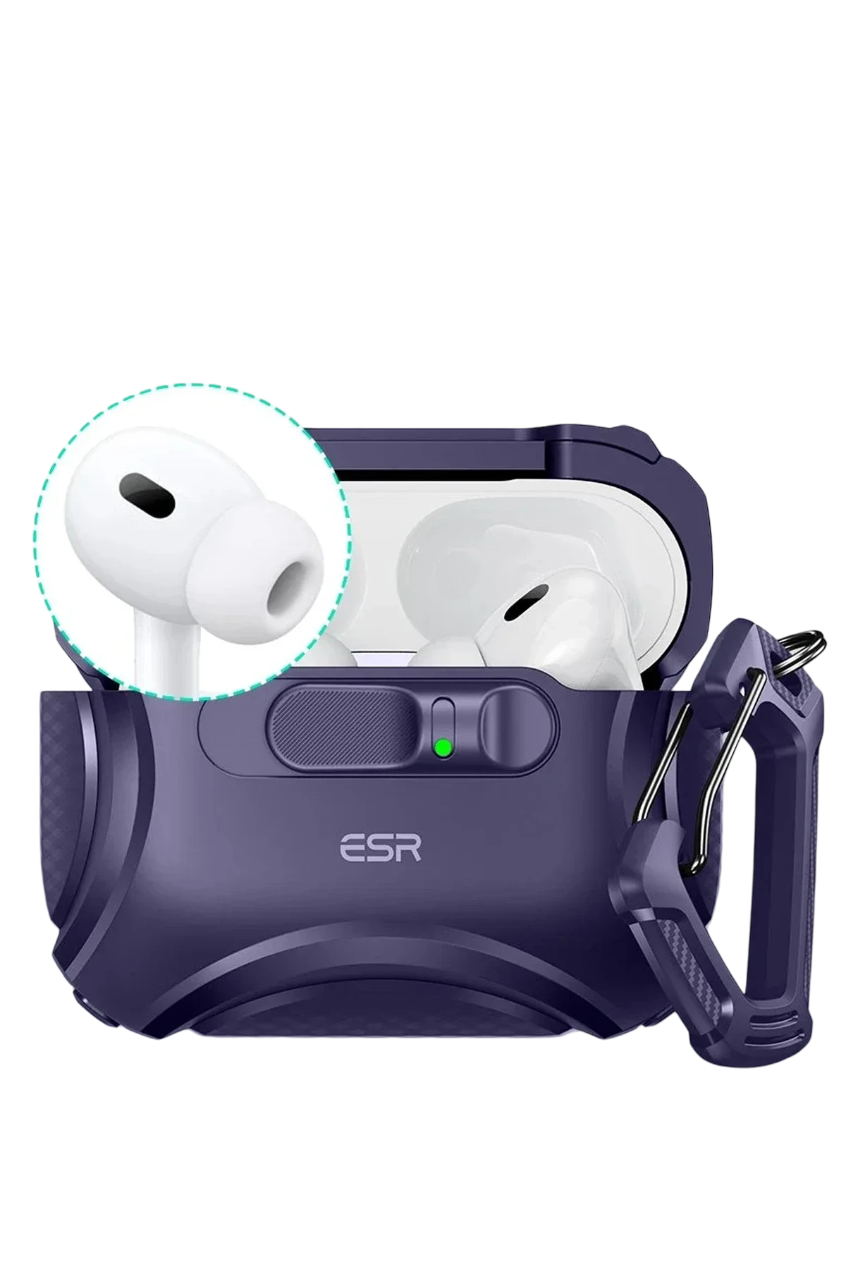 ESR Apple Airpods Pro 3 (3.nesil) Cyber FlickLock Magsafe Şarj Destekli Kilitli Kılıf - Mor