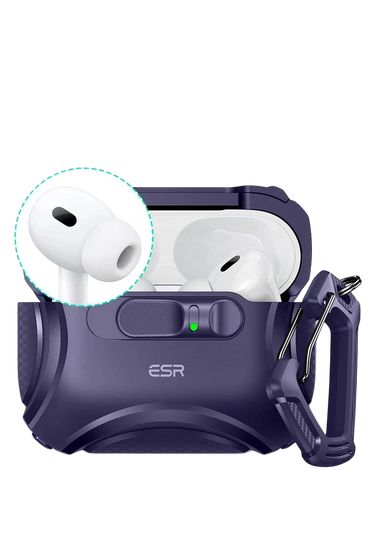 ESR Apple Airpods Pro 3 (3.nesil) Cyber FlickLock Magsafe Şarj Destekli Kilitli Kılıf - Mor