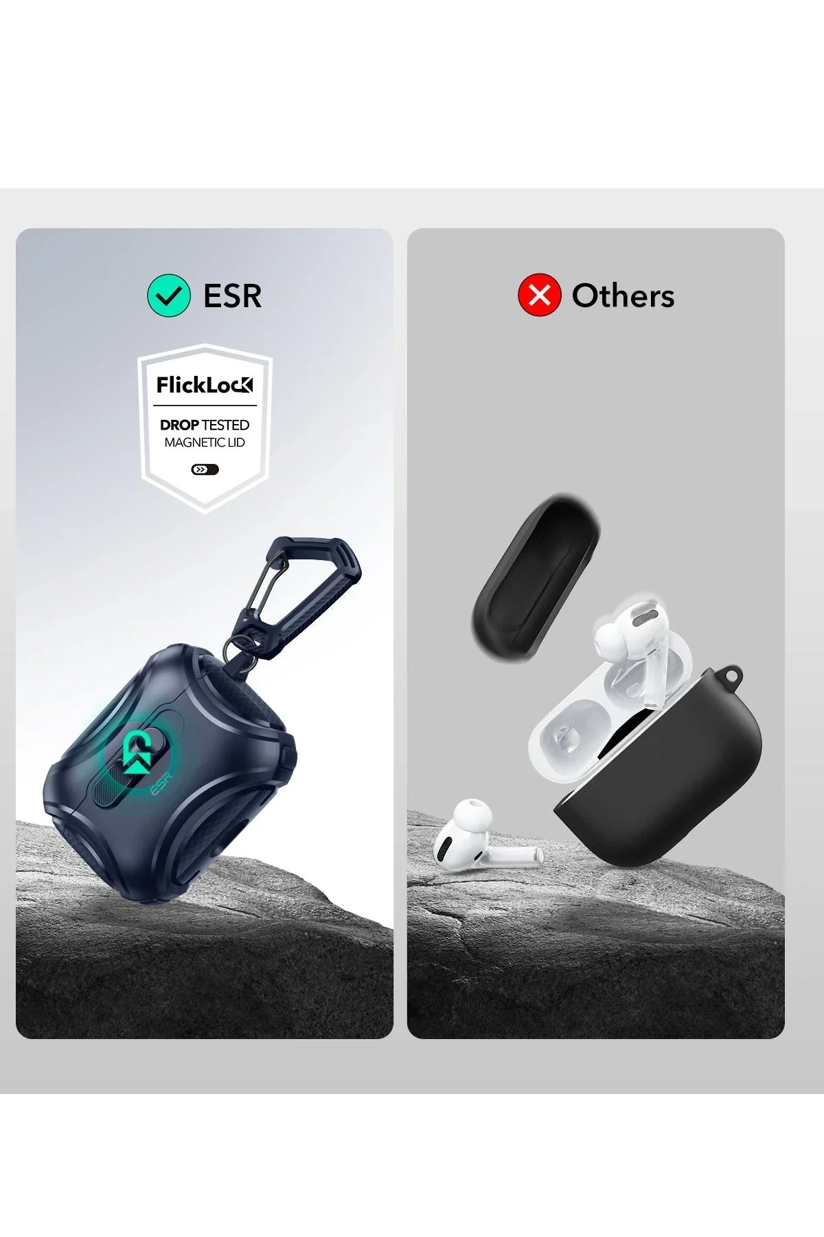 ESR Apple Airpods Pro 3 (3.nesil) Cyber FlickLock Magsafe Şarj Destekli Kilitli Kılıf - Siyah