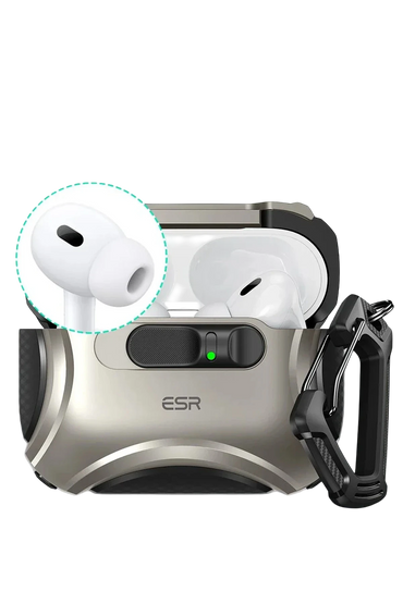 ESR Apple Airpods Pro 3 (3.nesil) Cyber FlickLock Magsafe Şarj Destekli Kilitli Kılıf - Titan Gri