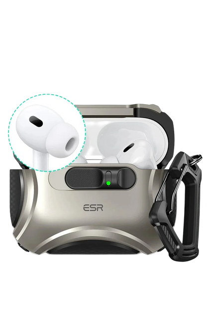ESR Apple Airpods Pro 3 (3.nesil) Cyber FlickLock Magsafe Şarj Destekli Kilitli Kılıf - Titan Gri